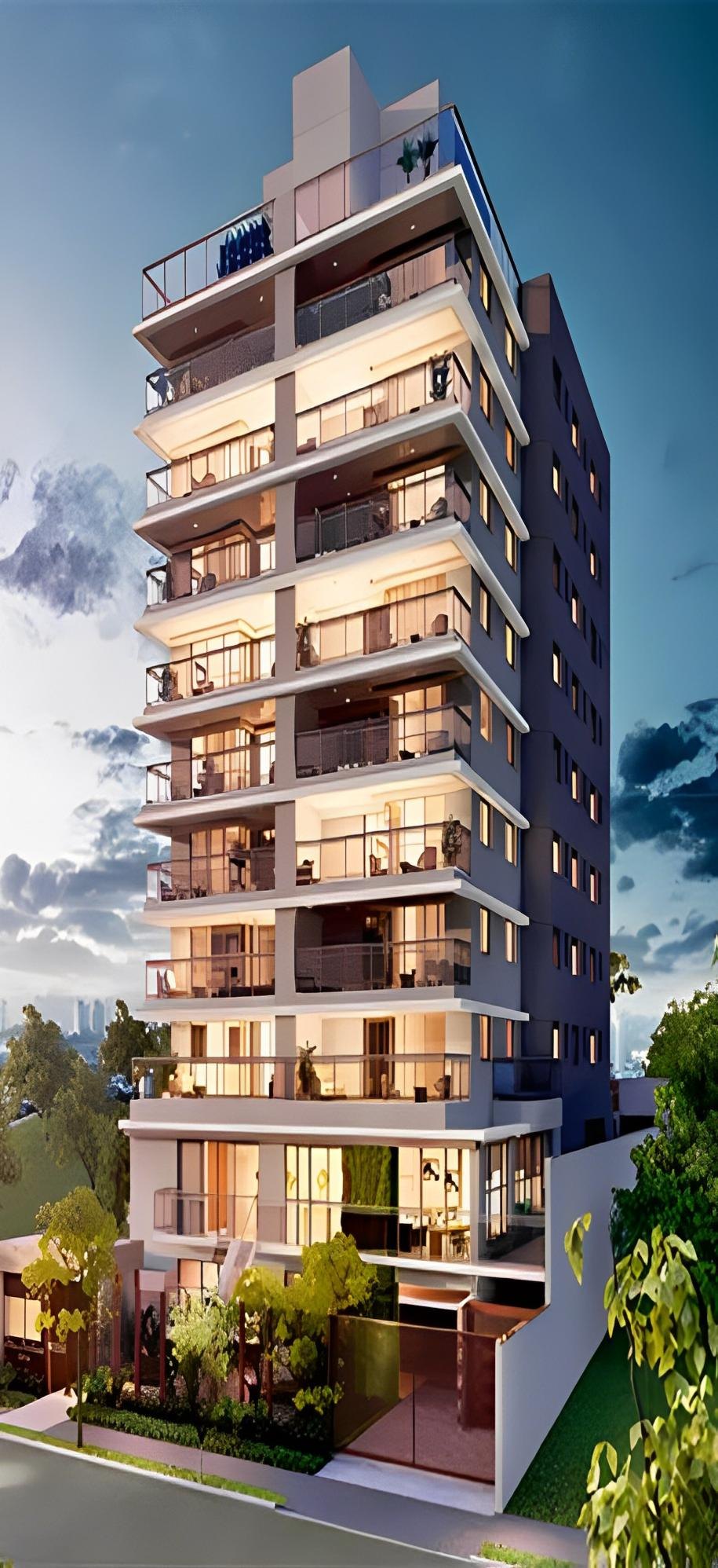 Edifício residencial Chez Perdizes com sacadas envidraçadas e esquadrias de alumínio